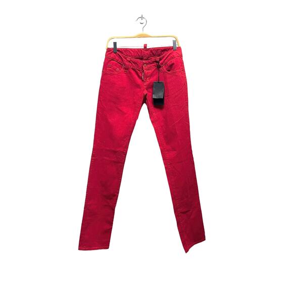 NWT Dsquared2 Red Jeans Low Rise Y2K Women’s Size‎ 44 (8 US) - Picture 2 of 11
